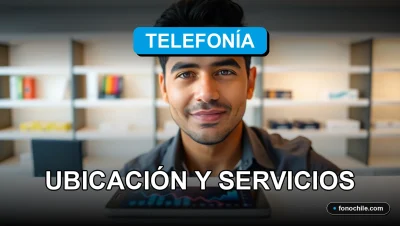 Sucursal de telefonía moderna en Chile mostrando servicios de atención al cliente y cobertura de red en 2026.
