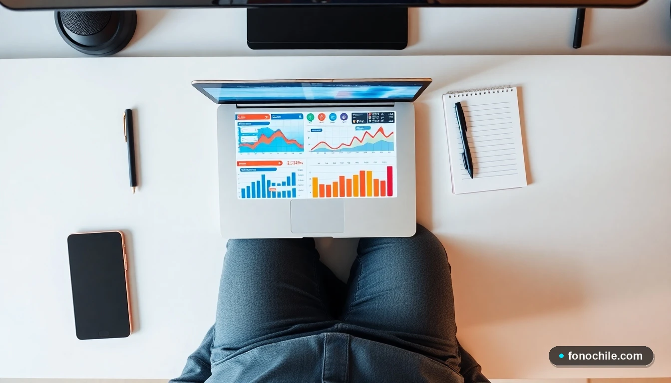 Persona consultando datos de cobertura y servicios en una sucursal virtual desde su laptop.