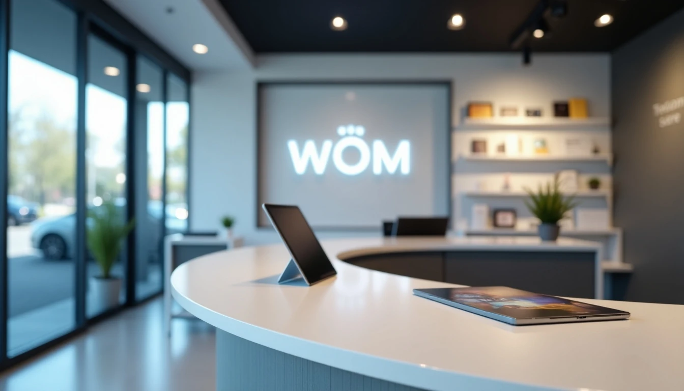 Atención al cliente en sucursal WOM Biobío - Escritorio moderno y ordenado