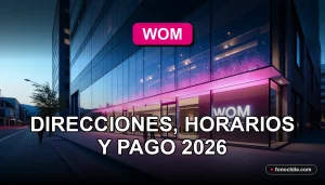 Sucursal WOM moderna con señal de cobertura 5G abstracta en la región de O'Higgins.