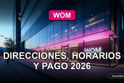 Sucursal WOM moderna con señal de cobertura 5G abstracta en la región de O'Higgins.