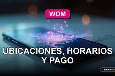 Mapa digital abstracto de Santiago con puntos de conexión rosados y azules, sobre una mesa con un teléfono inteligente moderno.