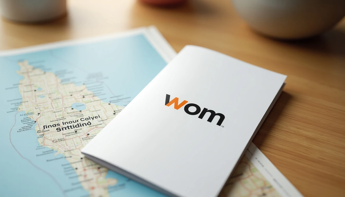 Folleto de planes WOM y mapa de Santiago en sucursal