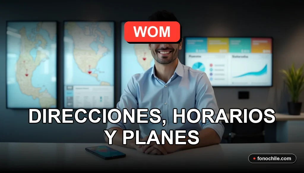 Modern WOM store interior in Santiago with digital information displays and customer service area.