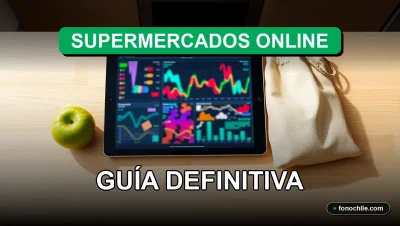 Guía definitiva de supermercados online en Chile para el año 2026, mostrando un carrito de compras digital en una tablet moderna.