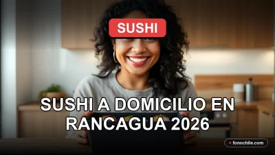 Pedido de sushi a domicilio en Rancagua entregado en una caja moderna sobre una mesa de madera.