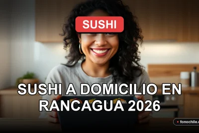 Pedido de sushi a domicilio en Rancagua entregado en una caja moderna sobre una mesa de madera.
