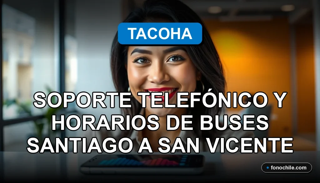 Una mujer latina sonriente, representando el servicio de soporte telefónico de Tacoha, con un teléfono inteligente moderno mostrando gráficos abstractos.