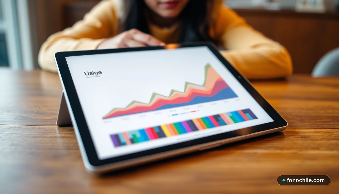 Gráfico abstracto de colores mostrando tendencias de uso del Tag Telepeaje en Chile