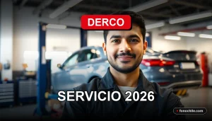 Un mecánico experto en el taller autorizado Derco, revisando un vehículo moderno con herramientas especializadas.
