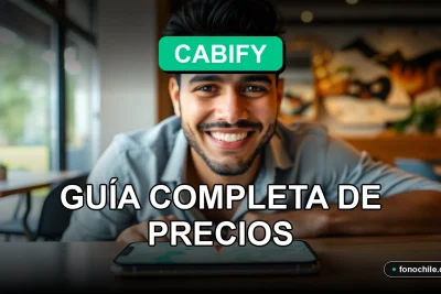 Aplicación de movilidad Cabify en un teléfono inteligente mostrando un mapa de Chile con tarifas estimadas para 2026.