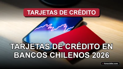 Tarjeta de crédito moderna de un banco chileno sobre escritorio de diseño, mostrando gráficos abstractos en pantalla de smartphone.
