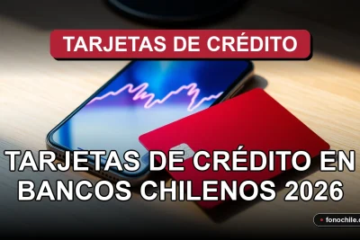 Tarjeta de crédito moderna de un banco chileno sobre escritorio de diseño, mostrando gráficos abstractos en pantalla de smartphone.