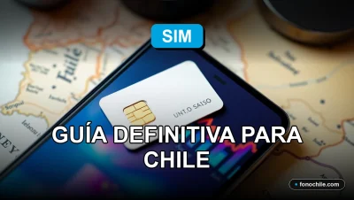 Tarjeta SIM turística para Chile en 2026 sobre mapa, mostrando cobertura de red y datos móviles.