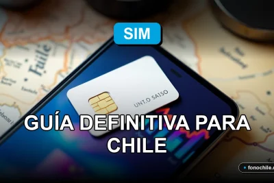 Tarjeta SIM turística para Chile en 2026 sobre mapa, mostrando cobertura de red y datos móviles.