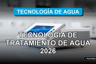 Unidad modular de tratamiento de agua 2026 sobre superficie de laboratorio, mostrando datos abstractos en pantalla.