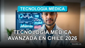 Tecnología médica avanzada en Chile mostrando un moderno monitor de diagnóstico en una clínica limpia y profesional.