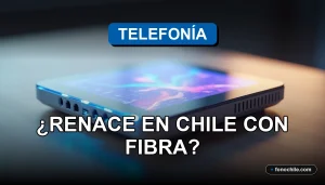 Un router de fibra óptica moderna sobre un escritorio de madera, con gráficos abstractos de colores en su pantalla.