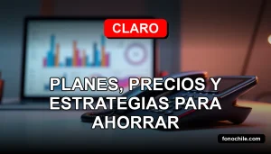 Planes de telefonía fija Claro 2026 en pantalla con gráficos abstractos, sobre mesa de diseño moderno.