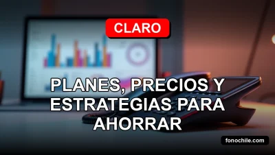 Planes de telefonía fija Claro 2026 en pantalla con gráficos abstractos, sobre mesa de diseño moderno.