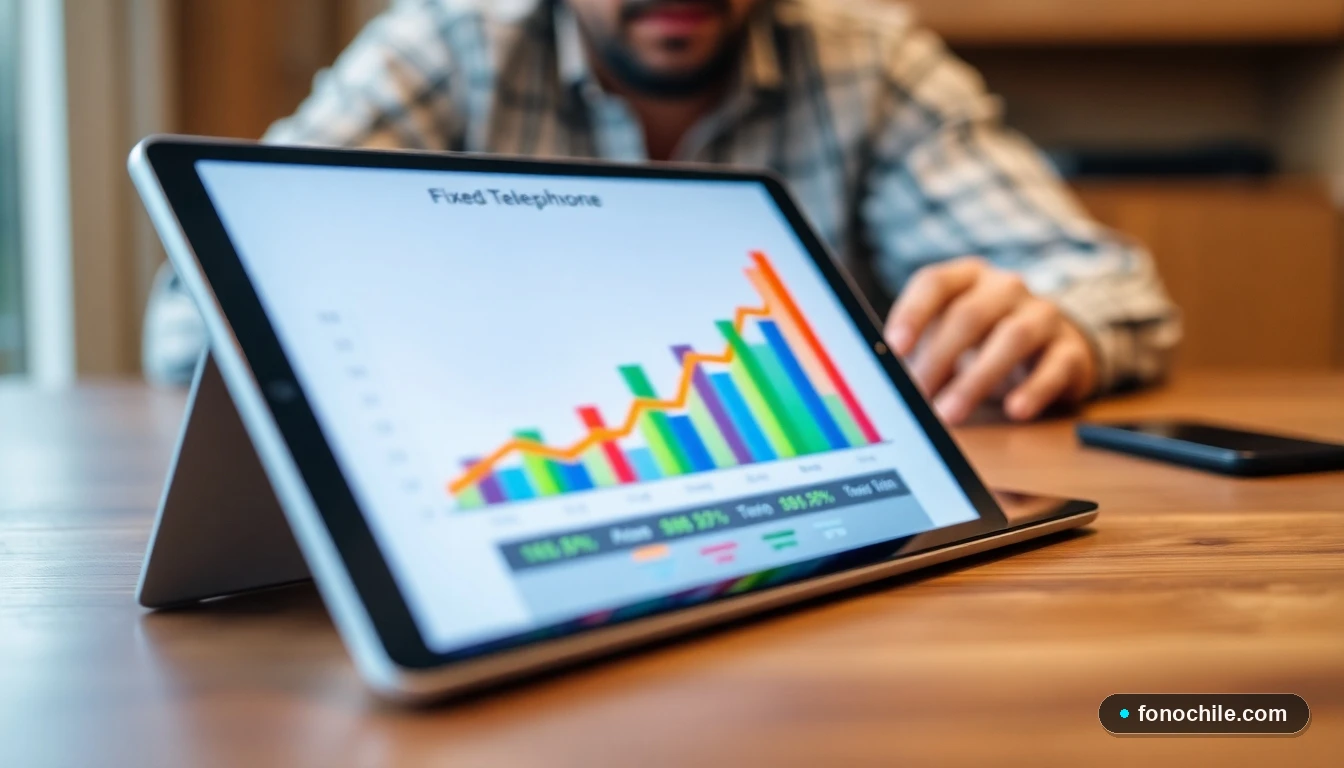 Gráfico abstracto de colores mostrando el mercado de la telefonía fija residencial en Chile en el año 2026.