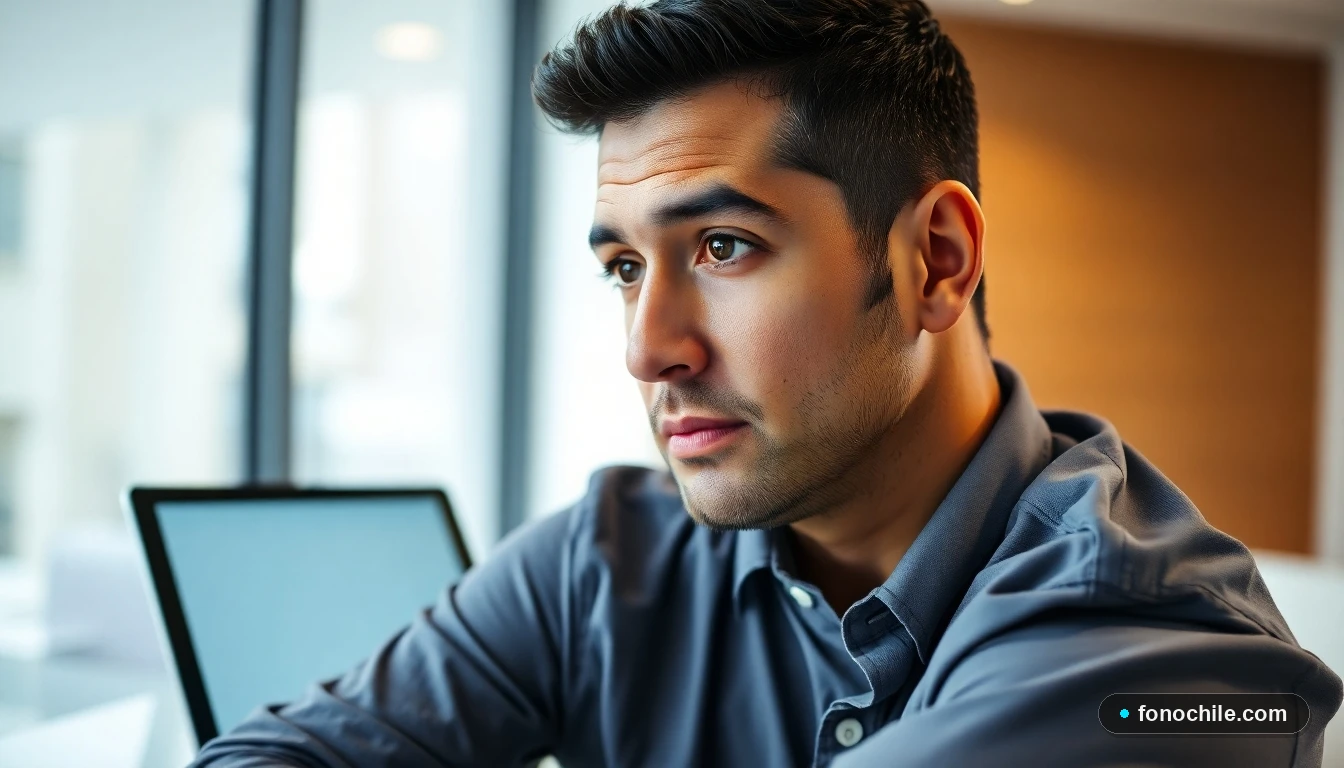 Agente de atención al cliente de Chilena Consolidada en una reunión virtual, mostrando profesionalismo y enfoque.