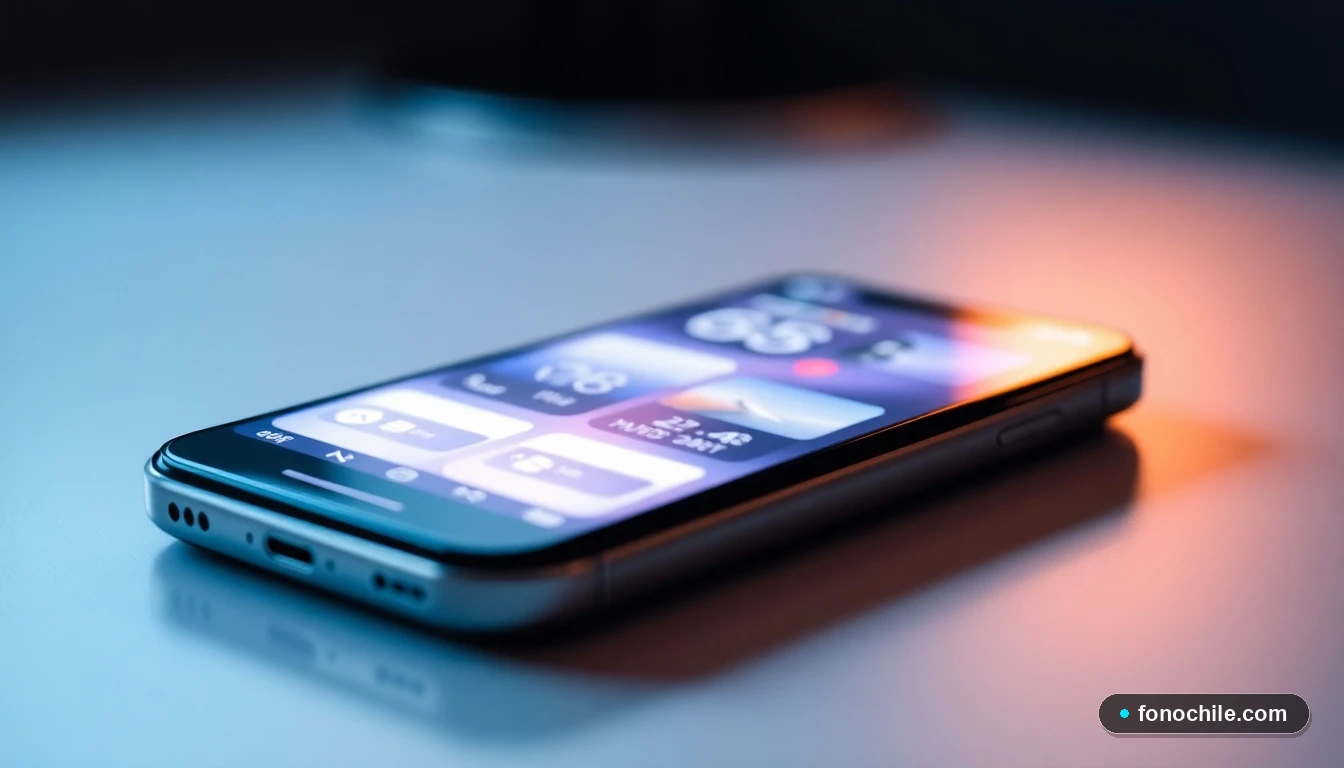 Smartphone moderno en modo de espera, representando la conexión directa con el servicio al cliente de Santander Chile.