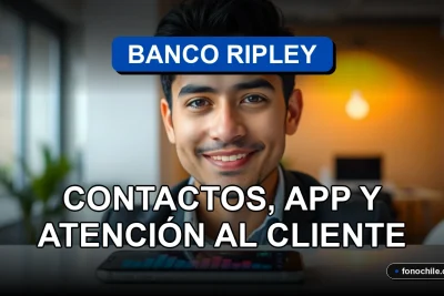 Teléfono de atención al cliente de Banco Ripley con aplicación móvil en pantalla