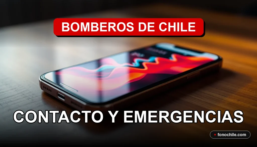 Teléfono de emergencia de Bomberos de Chile 2026 en un escritorio profesional