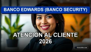 Banco Edwards customer service representative smiling confidently in a modern office setting.