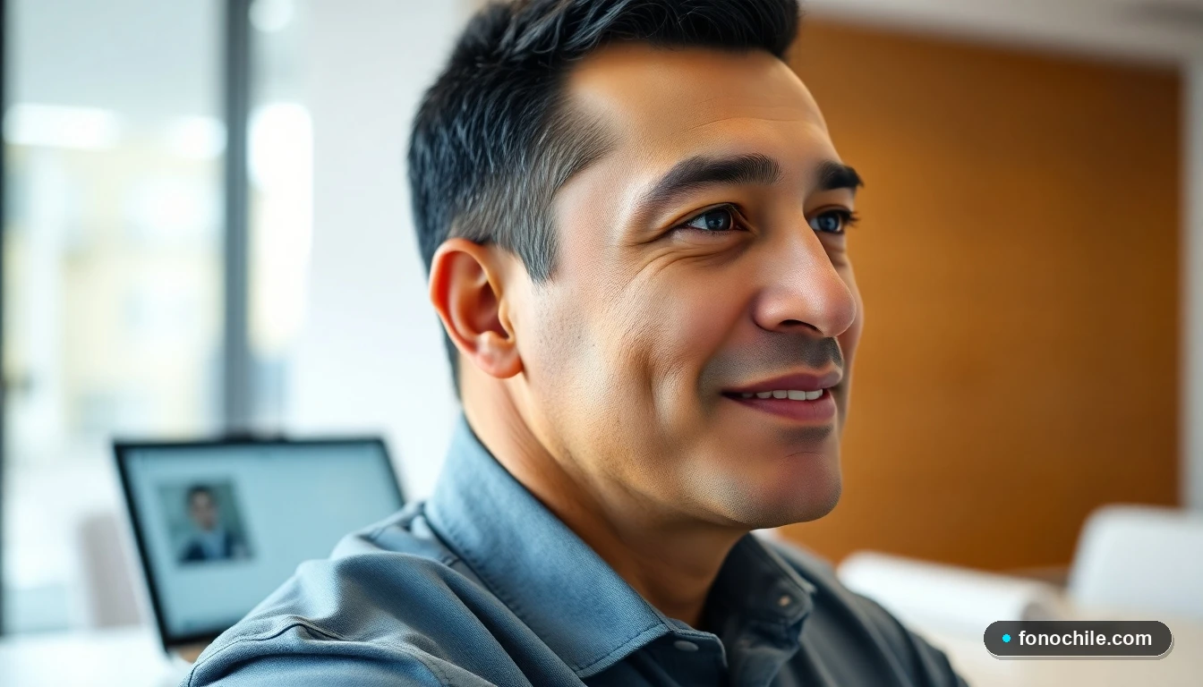 Hombre latino escuchando atentamente, representando la calidad del soporte y guía de contacto de Falabella.