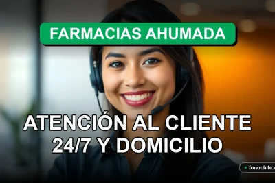 Mujer latina sonriente con auriculares, representando el servicio de atención al cliente 24/7 de Farmacias Ahumada.
