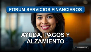 Una mujer latina sonriente con expresión de alivio, representando el servicio de ayuda al cliente de FORUM Servicios Financieros.