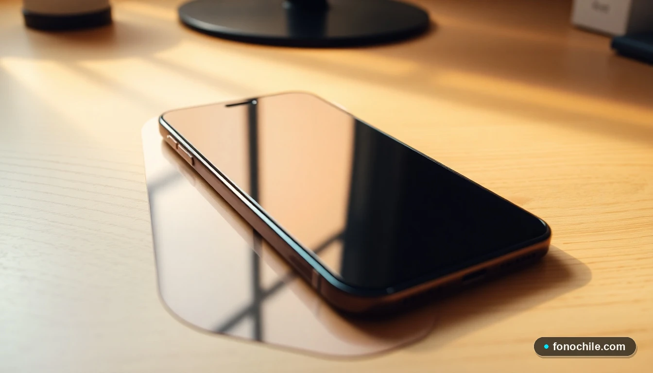 Teléfono inteligente moderno sobre una mesa de madera, representando el canal de contacto con La Polar.