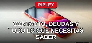 Un teléfono inteligente moderno de color rojo Ripley, mostrando gráficos abstractos, descansando sobre una mesa de madera clara junto a auriculares inalámbricos.