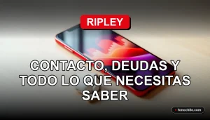 Un teléfono inteligente moderno de color rojo Ripley, mostrando gráficos abstractos, descansando sobre una mesa de madera clara junto a auriculares inalámbricos.