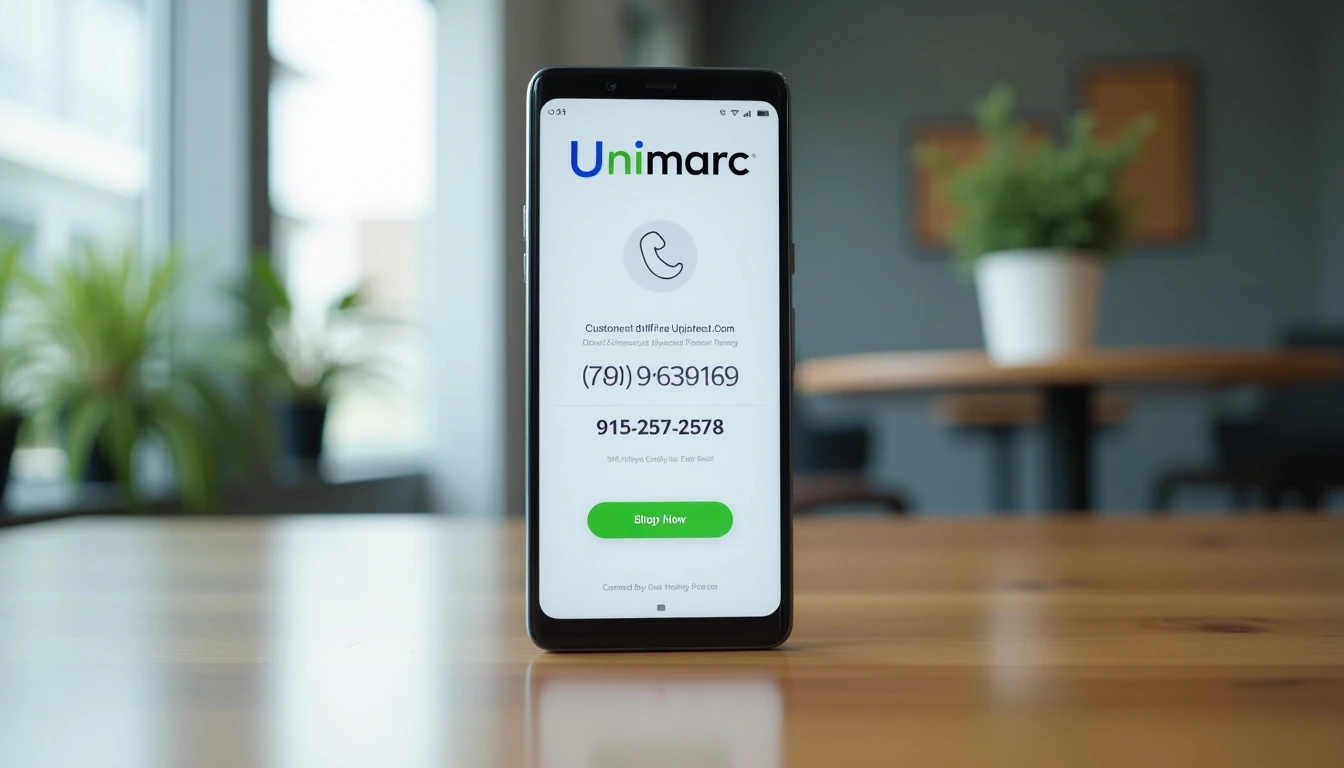 Teléfono de atención al cliente Unimarc en pantalla de smartphone