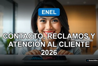 Una mujer latina sonriente, representando el servicio al cliente de Enel, con un teléfono inteligente moderno mostrando gráficos abstractos de colores, descansando sobre una mesa limpia.