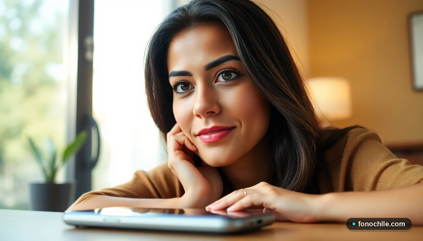 Primer plano de una representante de servicio al cliente de Enel escuchando atentamente, con un teléfono en segundo plano.