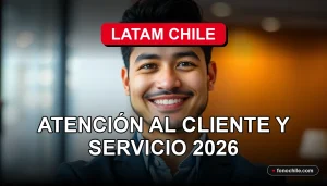 LATAM Chile customer service representative smiling confidently in a modern office