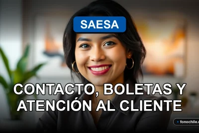 Atención al cliente de SAESA disponible por teléfono, mujer sonriente en oficina moderna