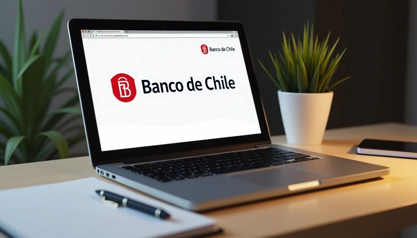 Escritorio moderno con recursos de contacto del Banco de Chile en 2026