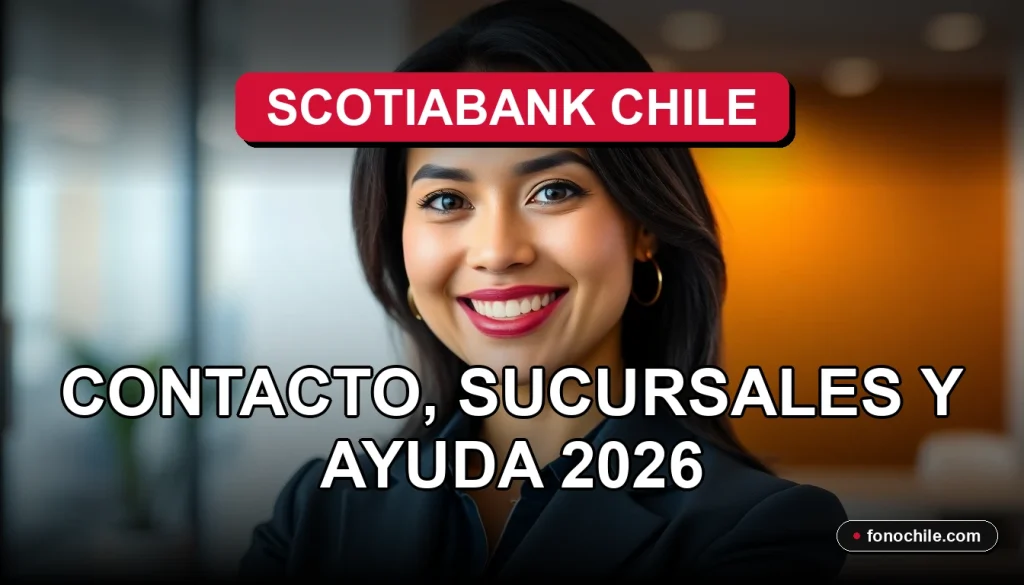 Scotiabank Chile servicio al cliente 2026, mujer latina sonriente en entorno profesional moderno