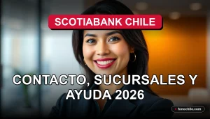 Scotiabank Chile servicio al cliente 2026, mujer latina sonriente en entorno profesional moderno