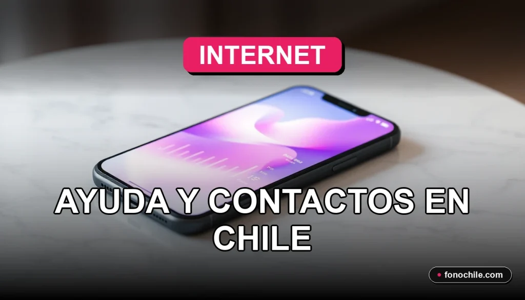 Teléfono móvil moderno sobre una mesa con gráficos abstractos en su pantalla, representando el acceso a líneas de ayuda.