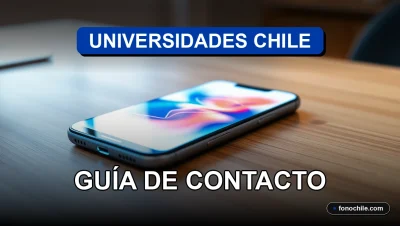 Guía de contacto telefónico de universidades chilenas en pantalla de teléfono inteligente moderno.