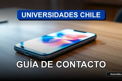 Guía de contacto telefónico de universidades chilenas en pantalla de teléfono inteligente moderno.