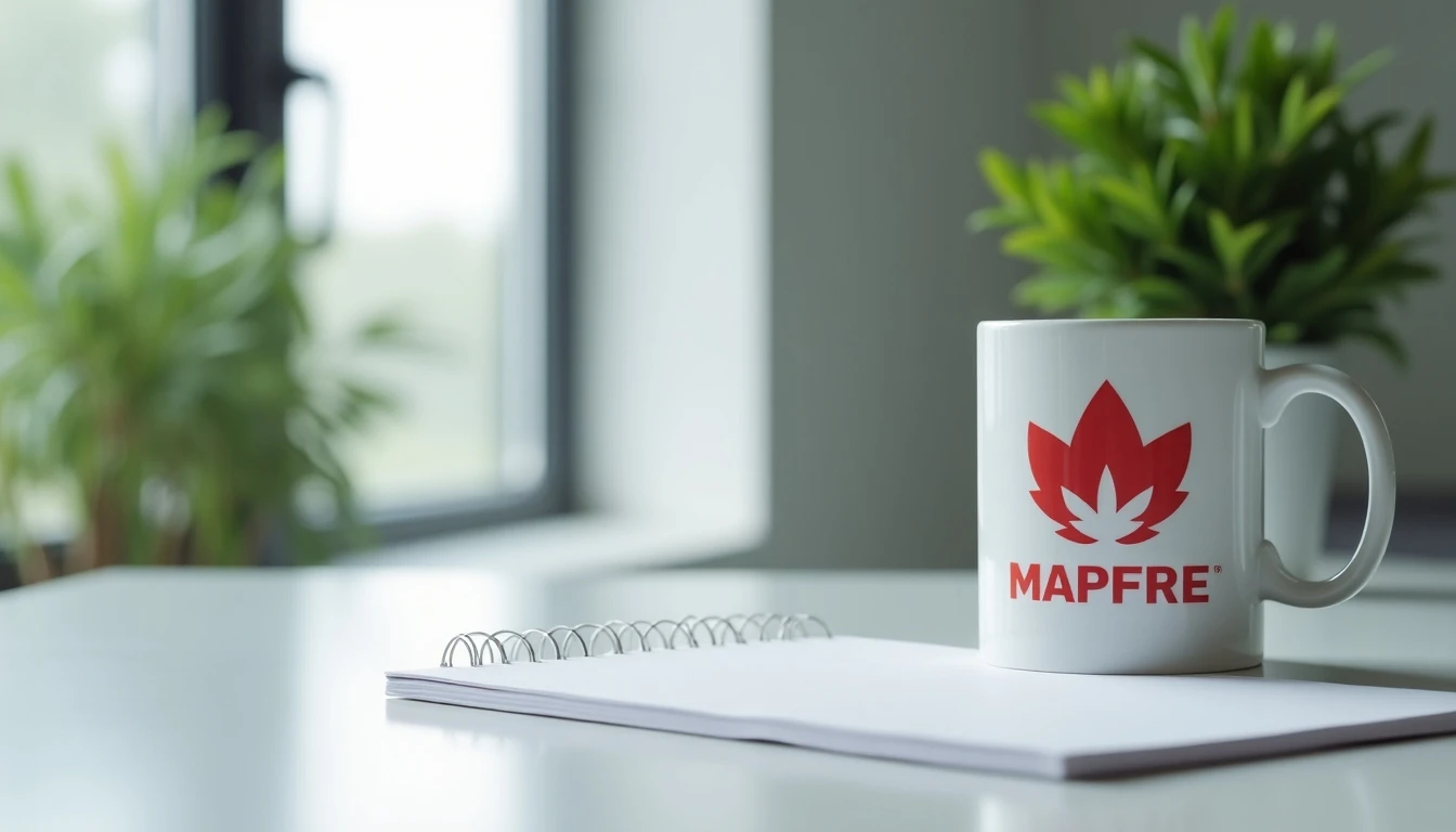 Oficina profesional con elementos de marca MAPFRE Chile para servicio al cliente