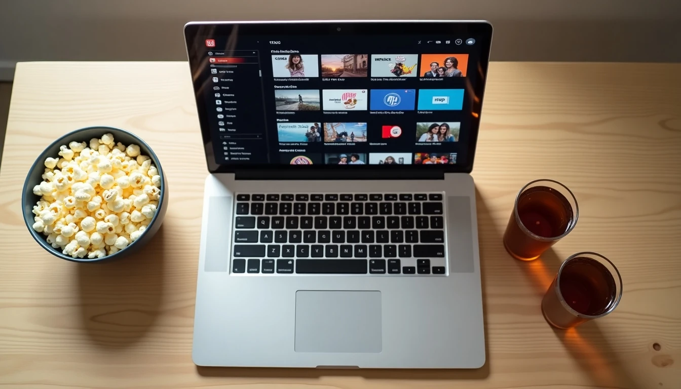 Laptop listo para una Teleparty con amigos, mostrando iconos de Netflix y Disney+ en pantalla.