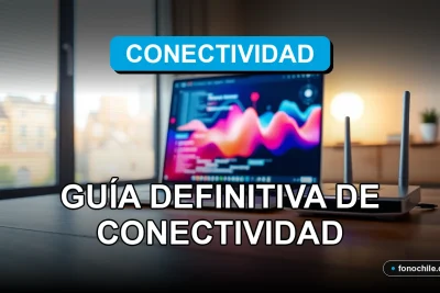 Guía definitiva de conectividad para teletrabajo en Chile 2026, mostrando un moderno escritorio con tecnología de fibra óptica.